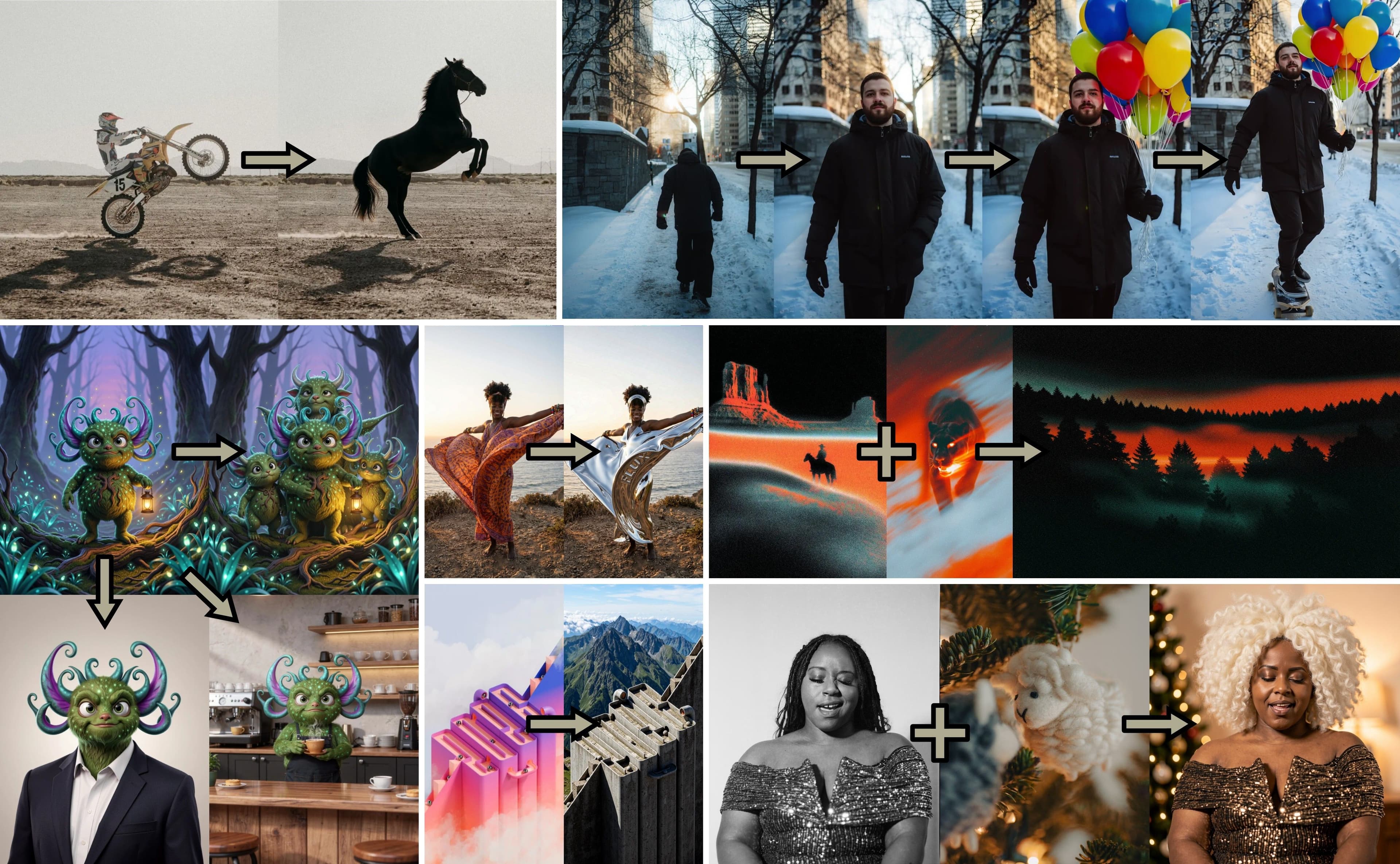 Official FLUX.2 Klein collage of generation and editing transformations