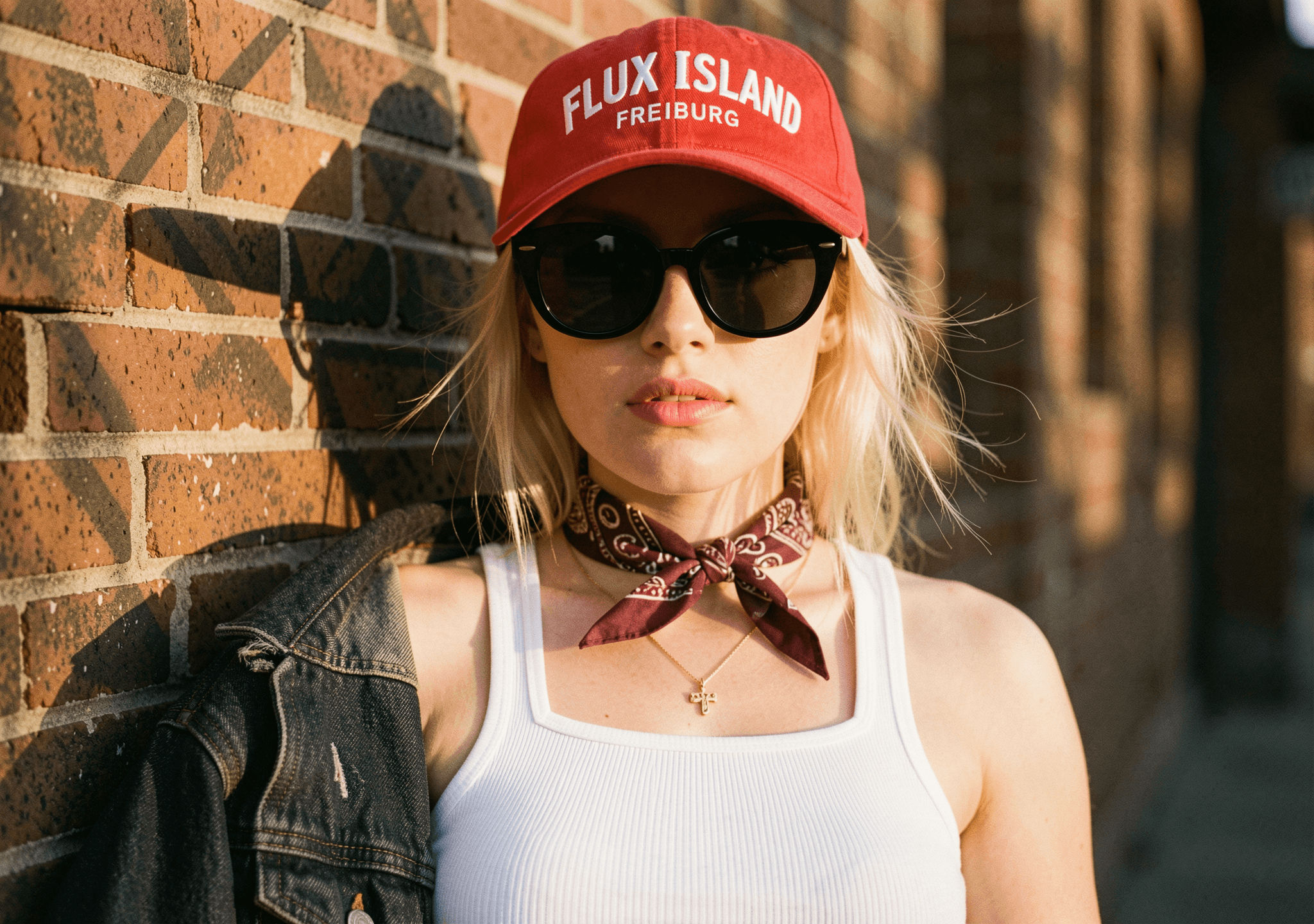 Official Klein portrait with a red cap reading FLUX ISLAND FREIBURG